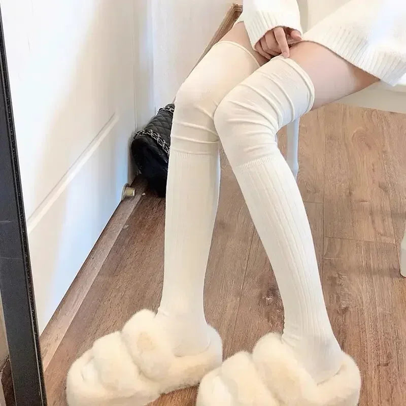 Stylish Ribbed Knee High Socks for Women - Polyester Cotton - Image 9