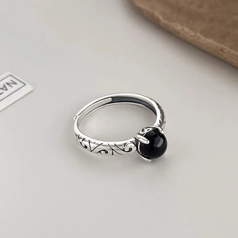 925 Sterling Silver Round Crystal Irregular Adjustable Rings For Women Vintage Jewelry Wholesale Wholesale Jewellery Moneys 925