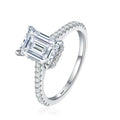 NeeTim 1ct 2ct 3ct Emerald Cut Moissanite Rings for Women 925 Sterling Silver Lab Diamond Wedding Engagement Ring Gemstone Band