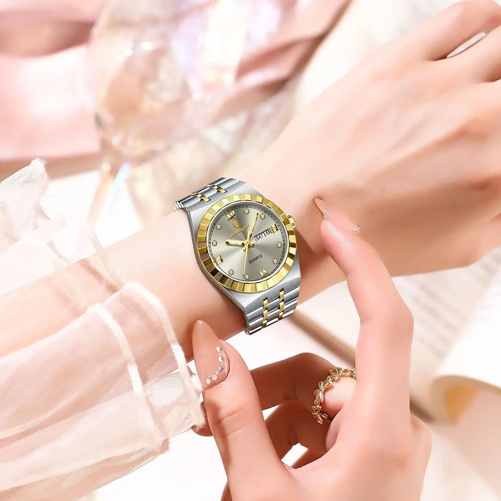 POEDAGAR Luxury Original Ladies Watch Luminous Waterproof Week Date Woman Wristwatch Stainless Steel Women Quartz Watches Female