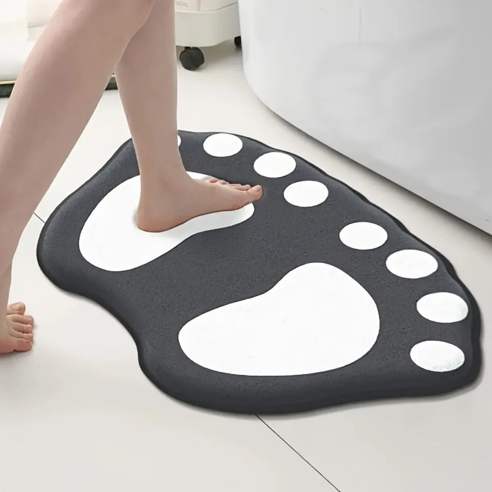VIKAMA Footprint Pattern Flannel Rug Bedroom, Living Room, Entryway Doormat Soft and Comfortable Rug Home Decor