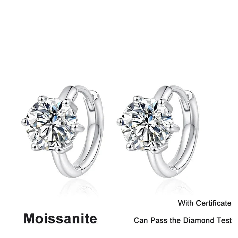 NeeTim 0.5ct 1ct Moissanite Earrings 925 Sterling Silver Lab Diamond Sparkling Party Wedding Studs Earring Designer for Women