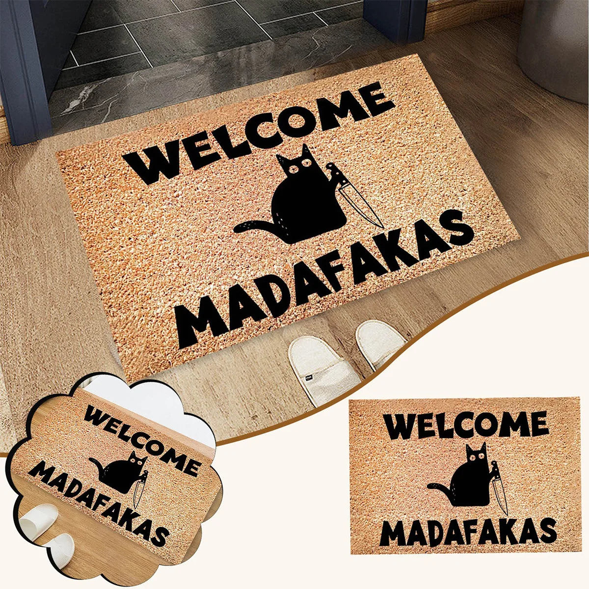 VIKAMA Cartoon Ins Style Crystal Velvet Anti-fouling Floor Mat Home Porch Absorbent Anti-slip Kitchen Floor Mat