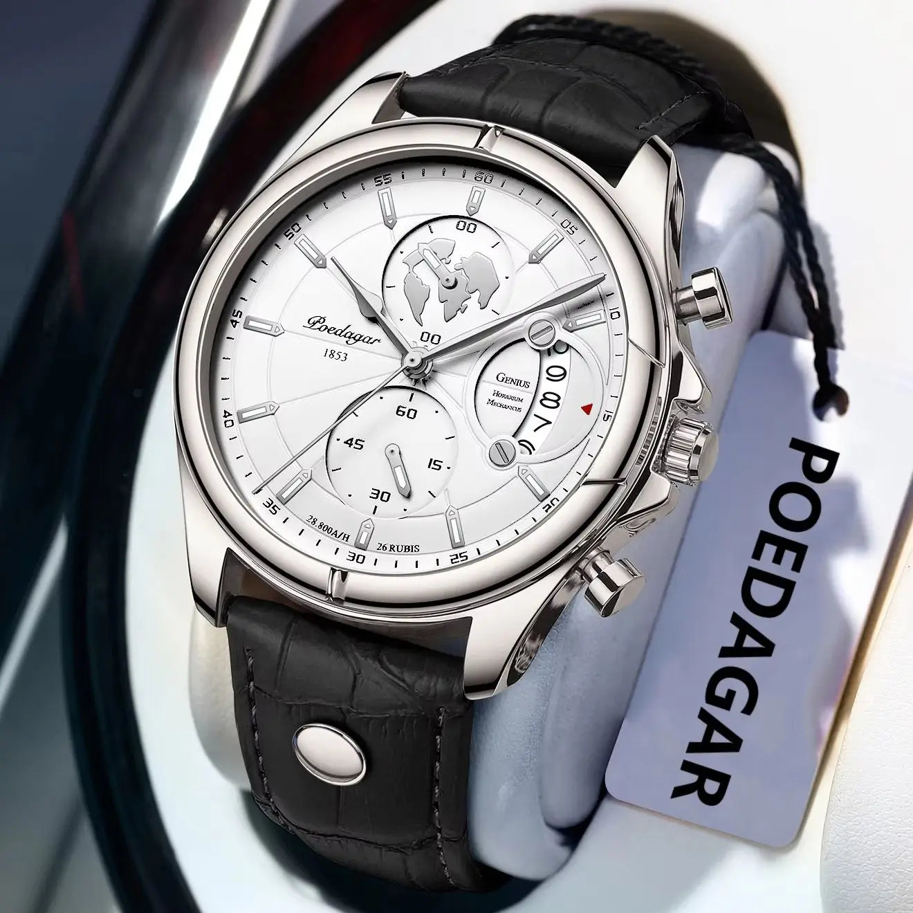 POEDAGAR Luxury Man Wristwatch Chronograph Date Waterproof Leather Men Watch Casual Quartz Men's Watches Sports Male Clock Reloj
