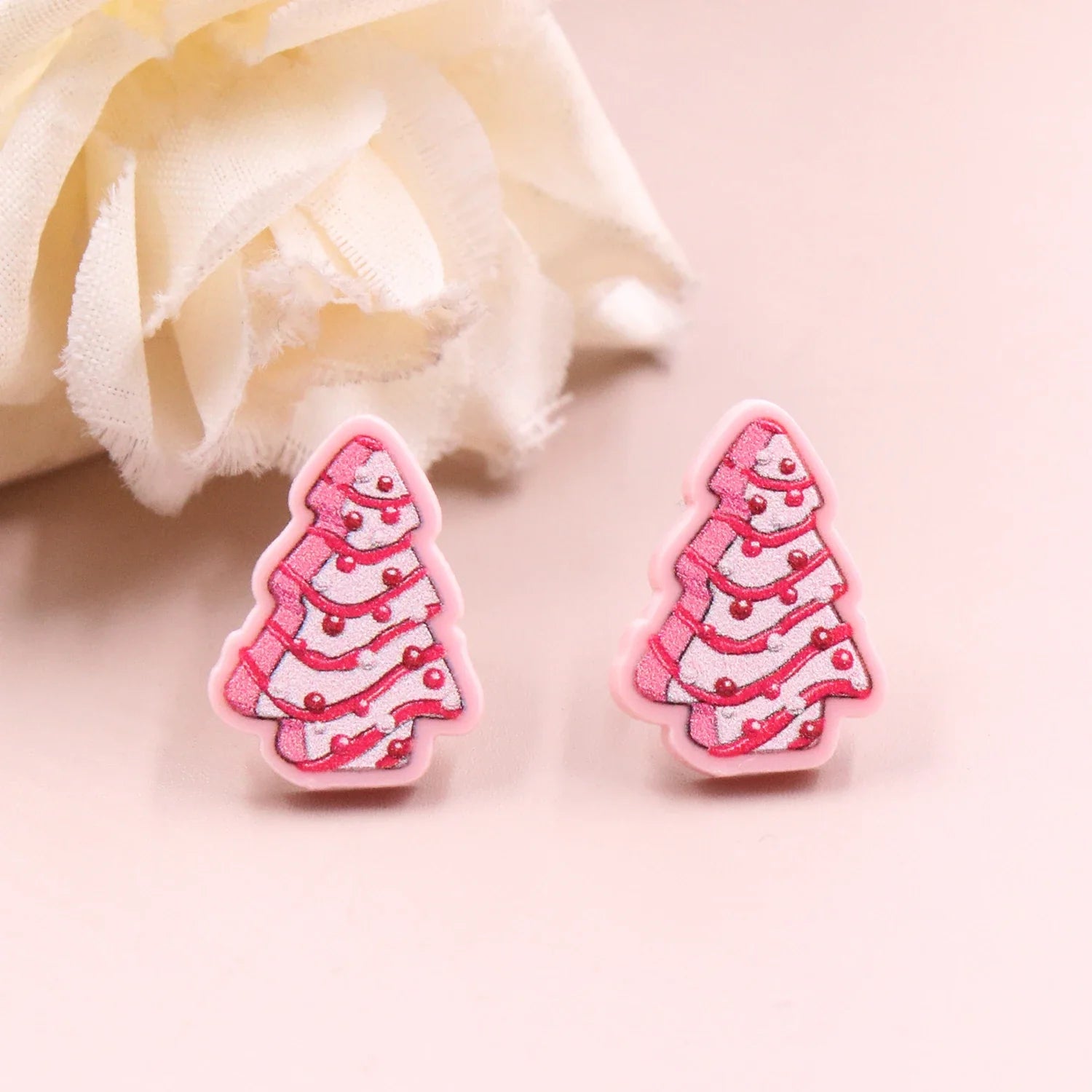 Custom Santa Hats Tree Mouse Head Turkey Glitter Acrylic Christmas Stud Earrings Stainless Steel Jewelry Wholesale