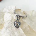 925 Sterling Silver Heart Pendant Adjustable Rings For Women Wedding Luxury Jewelry Wholesale  and