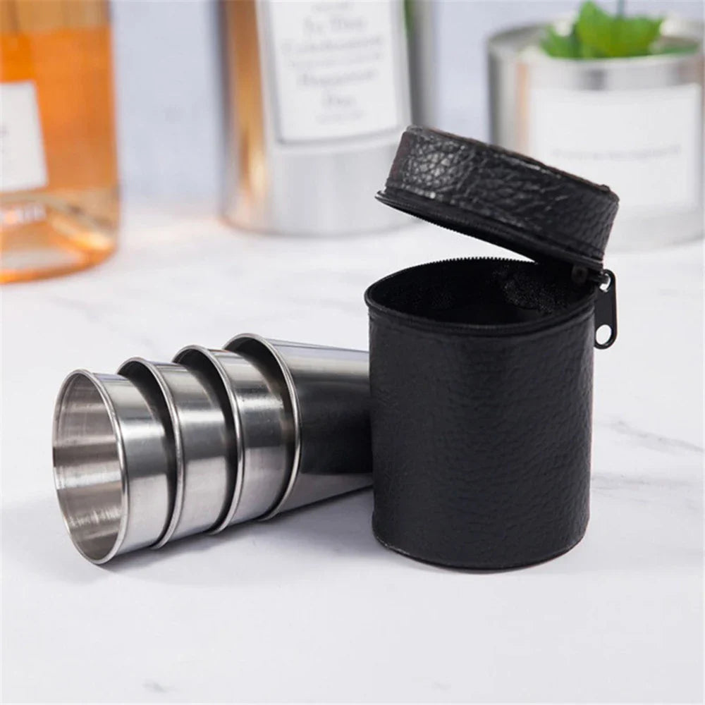 6Pcs/set Outdoor Practical Travel Stainless Steel Cups Mini Set Glasses For Whisky Wine With Case Portable Drinkware