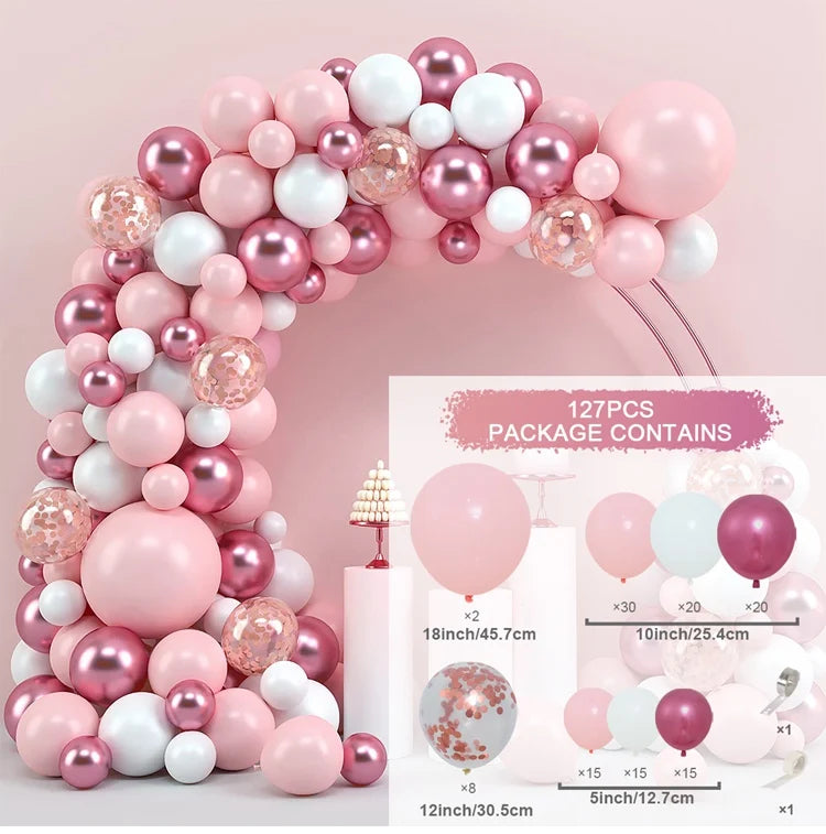 Pink Macaron Balloons Garland Arch Kit Birthday Party Decor Kids Wedding Birthday Party Supplies Baby Shower Decor Latex Ballon