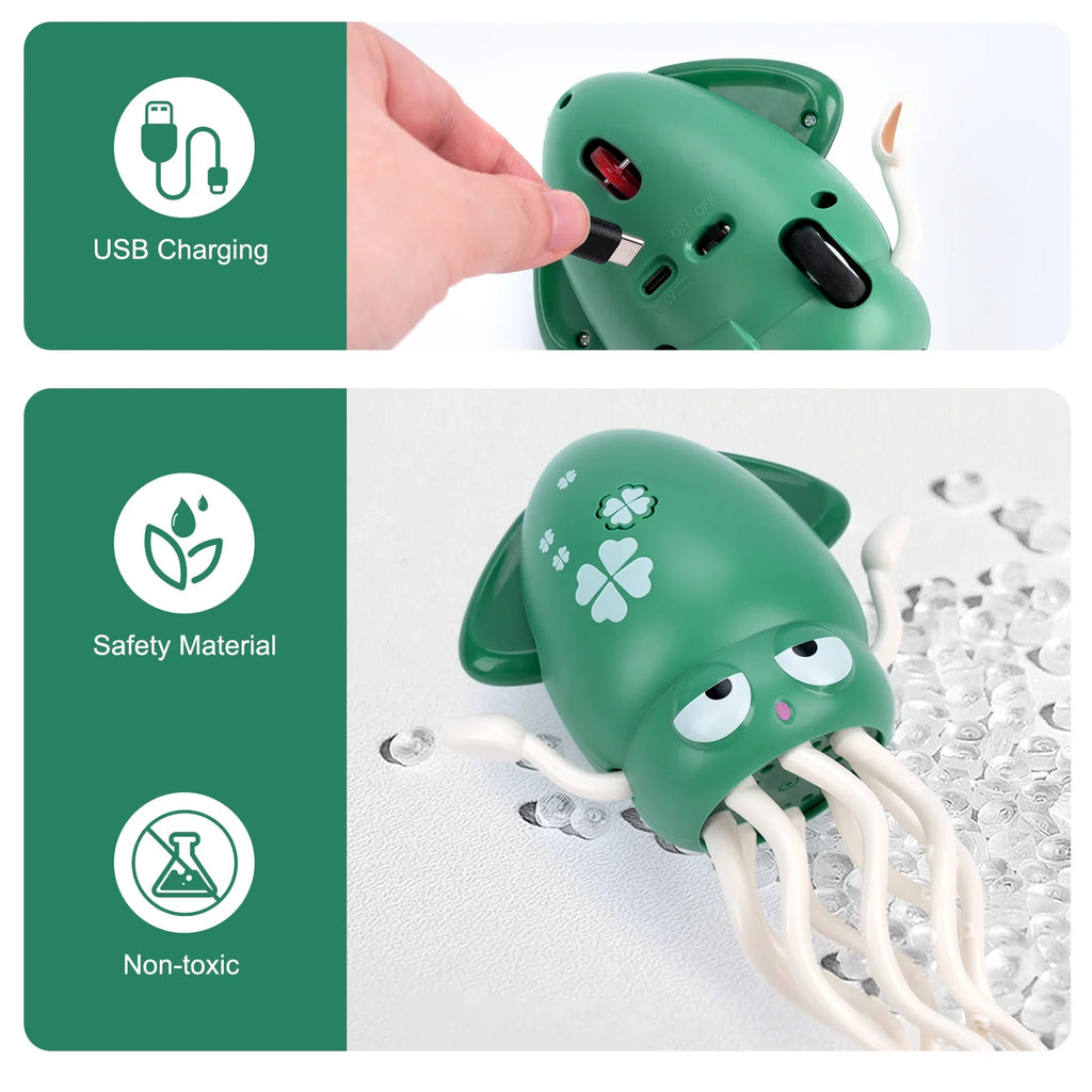 Electronic Dancing Squid Toys with Light&Music Funny Induction Lying Flat Squid Toddler Interactive Development Tummy Time Gifts