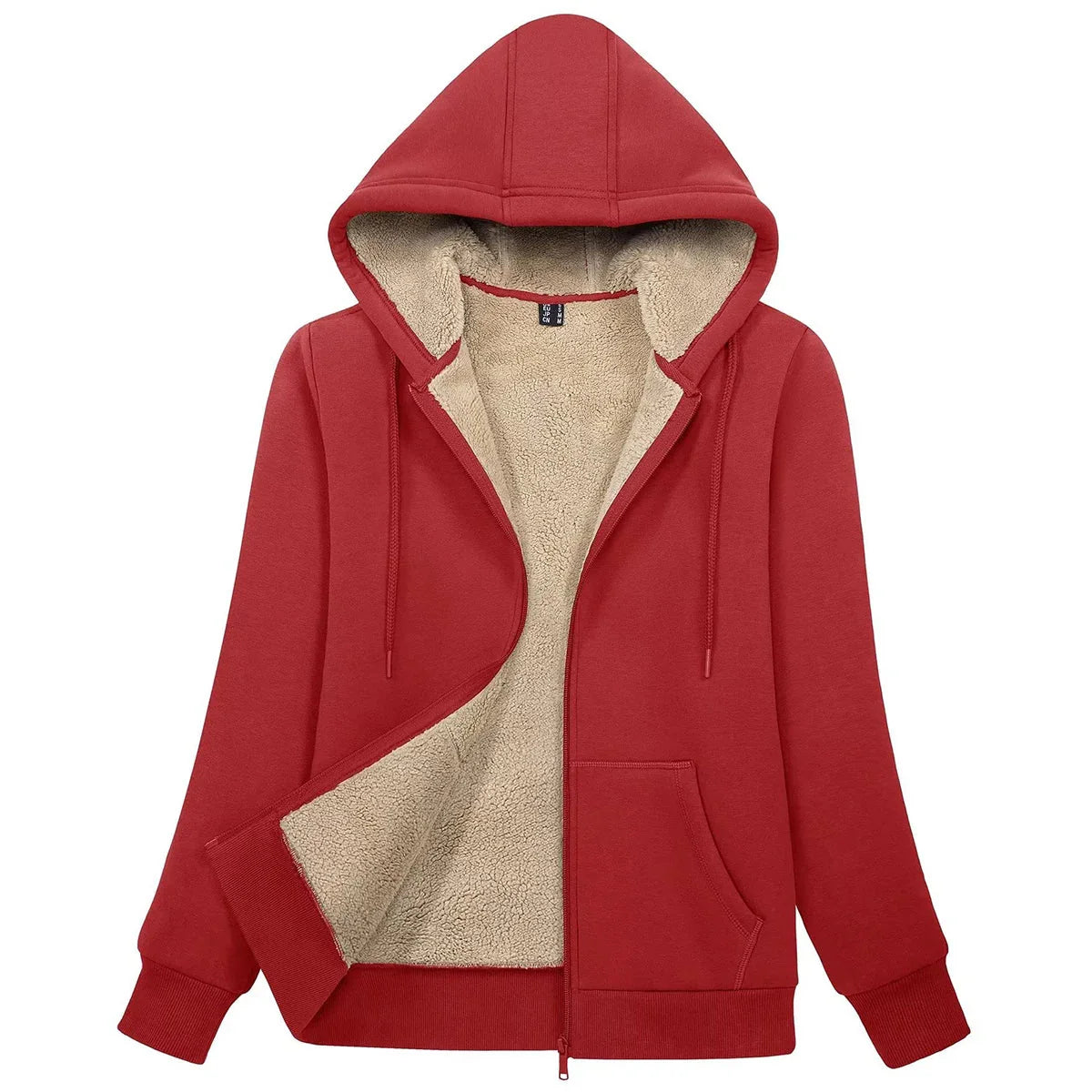 Women's Blue Sherpa-Lined Fleece Zip-Up Hoodie Jacket - Image 11