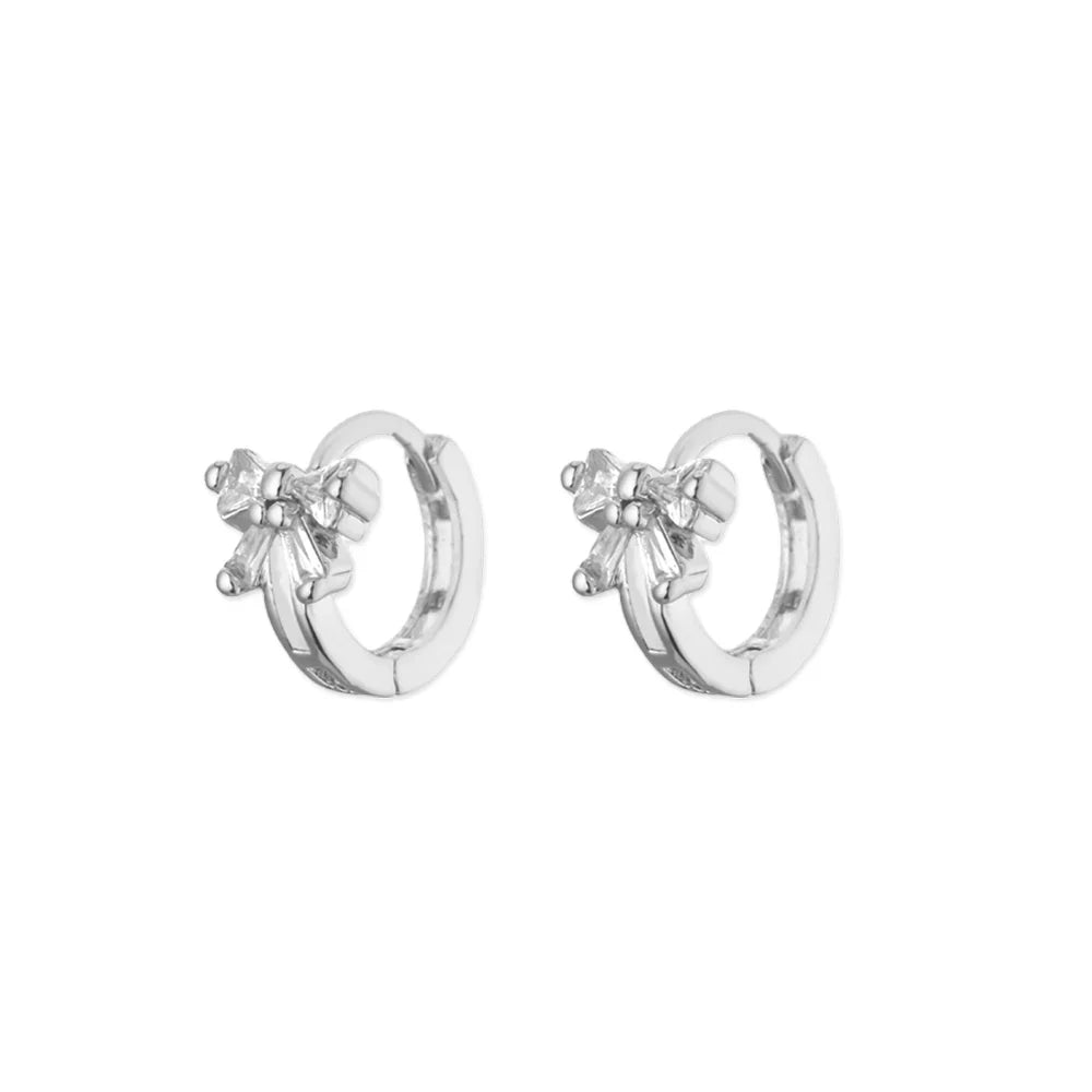 Elegant Zircon Bow Earrings For Women Stainless Steel Gold Color Bowknot Earrings Luxury Wedding Waterproof Jewelry Gift