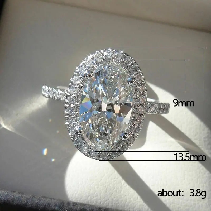 925 Sterling Silver Oval Wedding Rings For Women Luxury Promise Engagement Bridal Fine Jewelry Cubic Zirconia Anniversary Ring