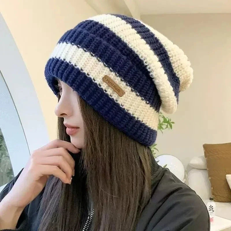 Unisex Stacking Knitted Beanie Cap – Winter Warm Striped Hip-Hop Bonnet Hat