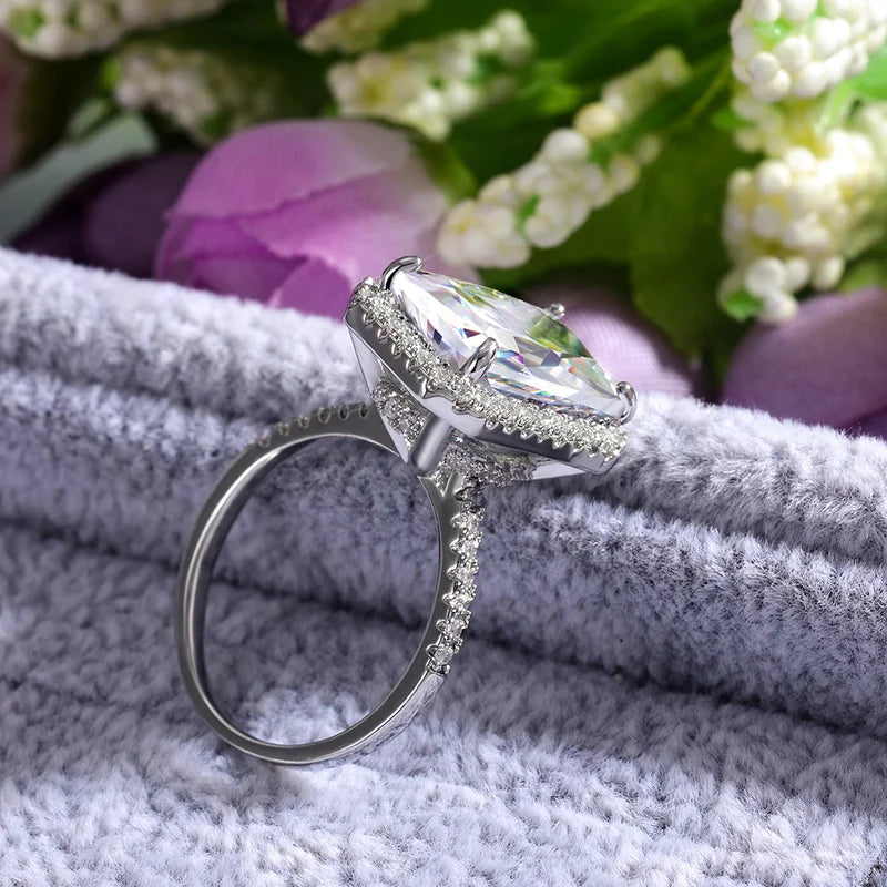 925 Sterling Silver Gorgeous Bridal Wedding Ring for Women Big Stone Crystal Square AAA Cubic Zirconia Elegant Statement Jewelry