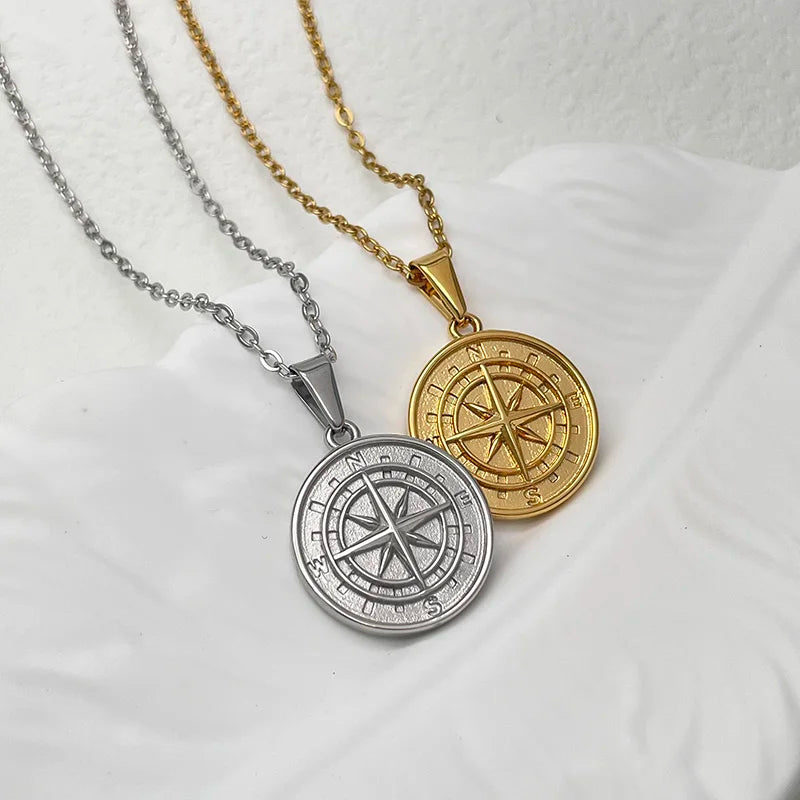 Compass Pendant Necklace Jewelry Hot Sale Vintage 18K Gold Plated Charms For Men Women