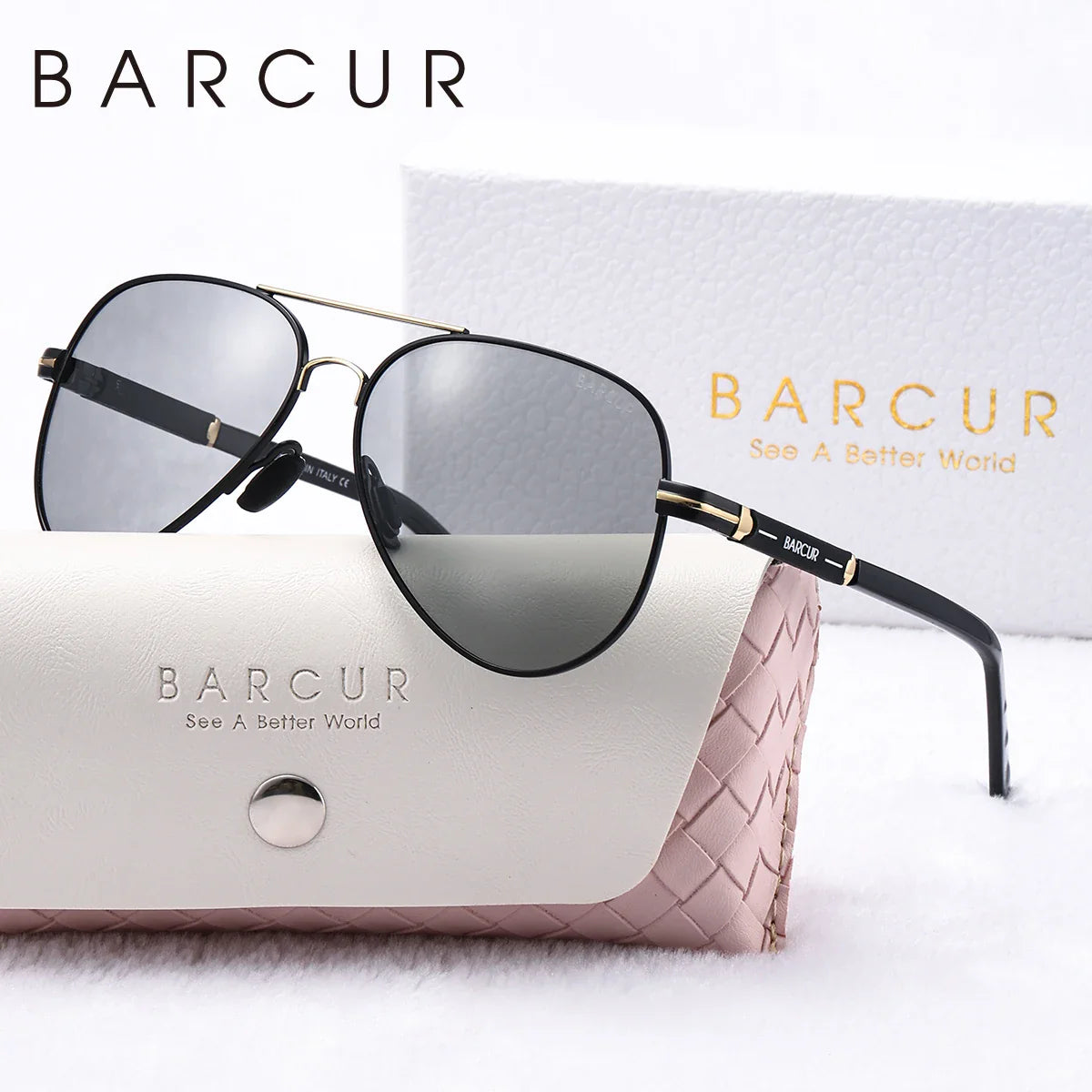 Oversize Polarized Sunglasses Women's Metal Elliptical Frame