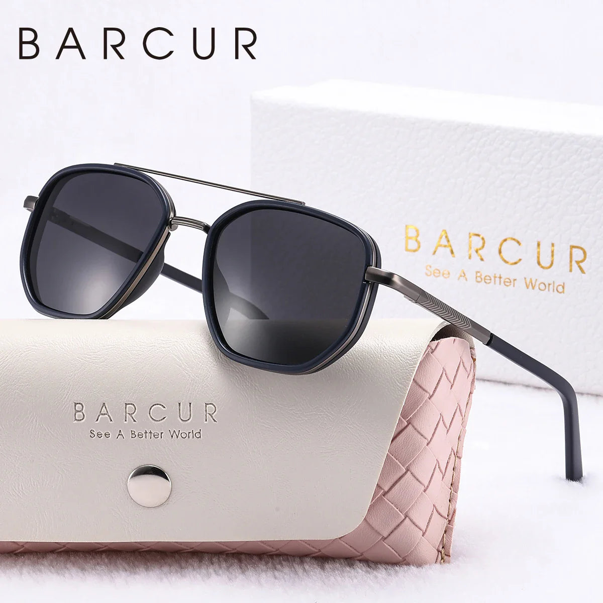 Women's Polygon Polarized Sunglasses Striped Frame UV400 Summer Shades