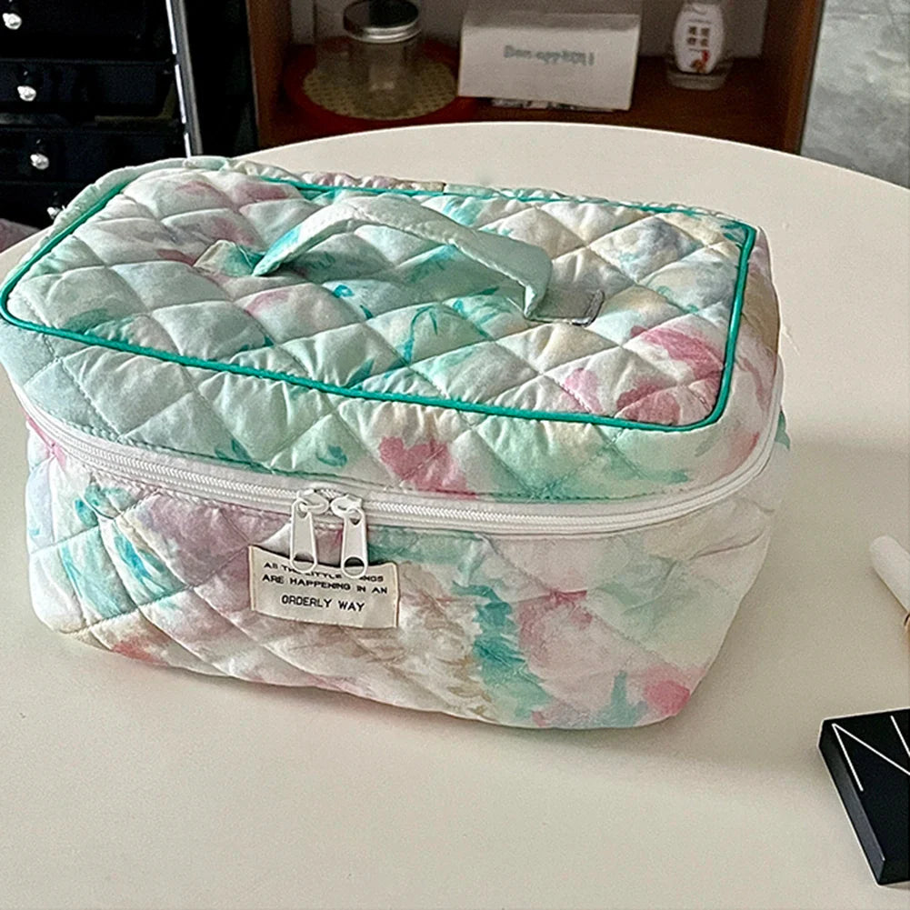 Floral Quilted Cosmetic Organizer Travel  Home
