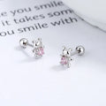 925 Sterling Silver Adorable Bear Ear Studs Screw-On Ear Plugs Stylish Ear Jewelry Exquisite Gift