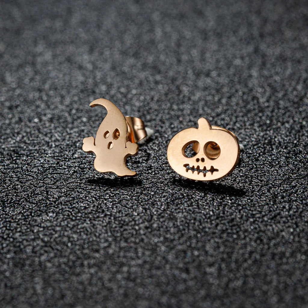 Horror Halloween Bat Spider Trendy Earrings Women 2024 Black Color Stainless Steel Ear Piercing Skull Punk Jewelry Party Gifts