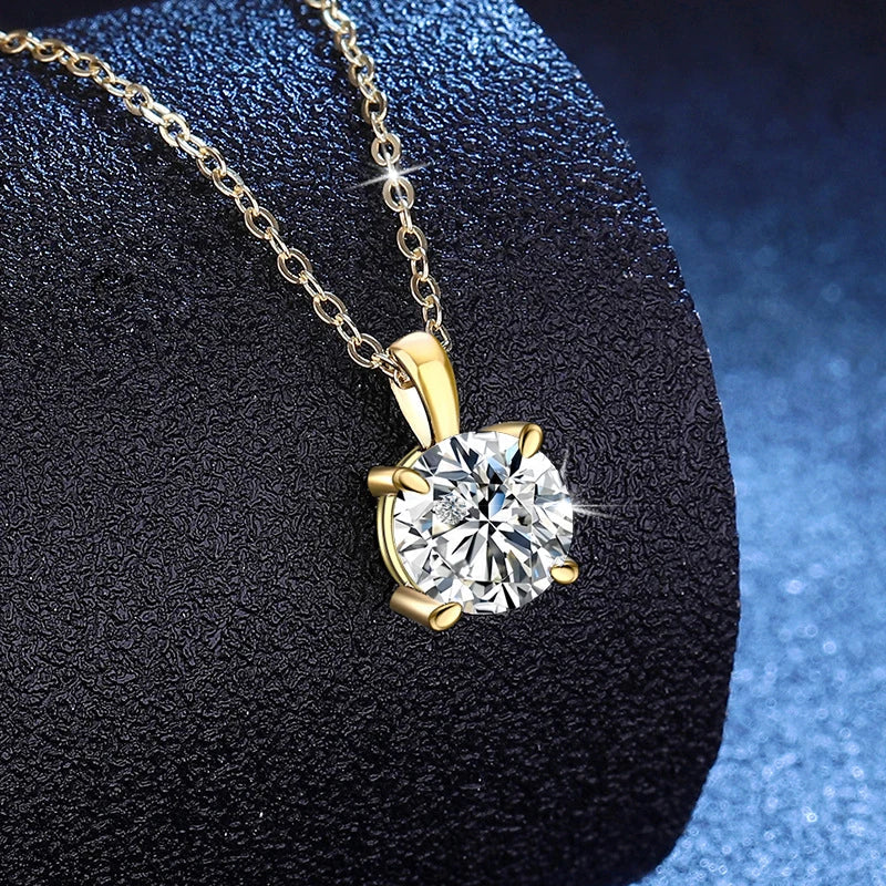 NeeTim 2ct 3ct Moissanite Necklace for Women Sterling Silver 925 with Yellow Rose White Gold Plated Lab Diamond Pendant Necklace