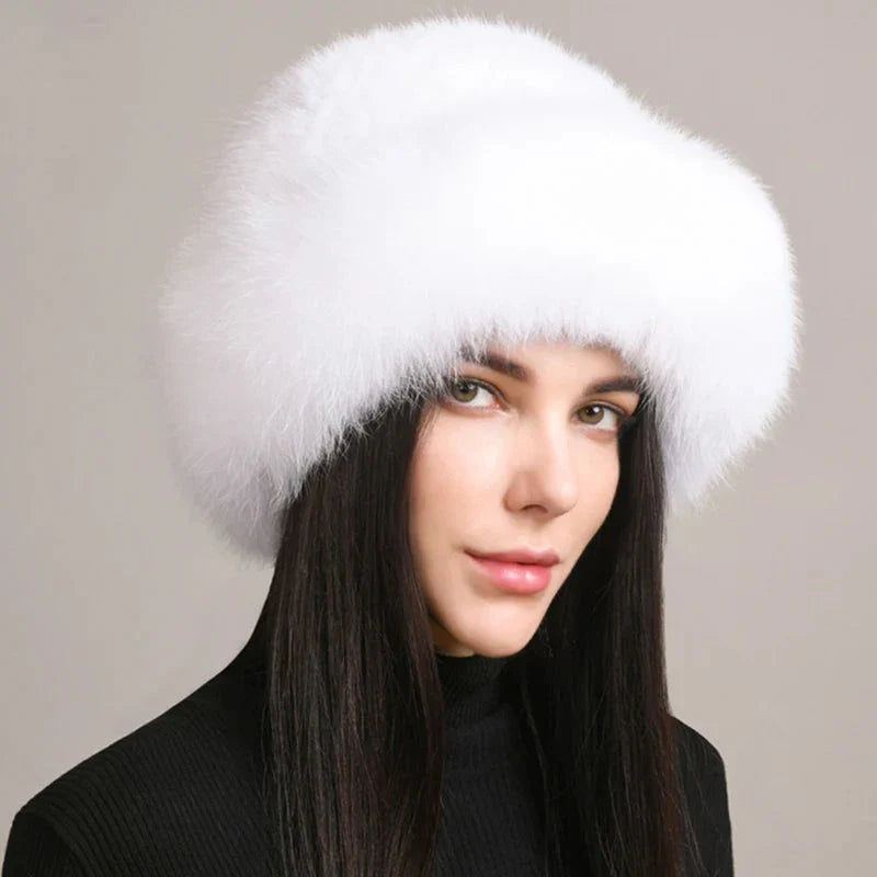 Women’s Luxury Faux Fur Knit Beanie Soft Winter Hat