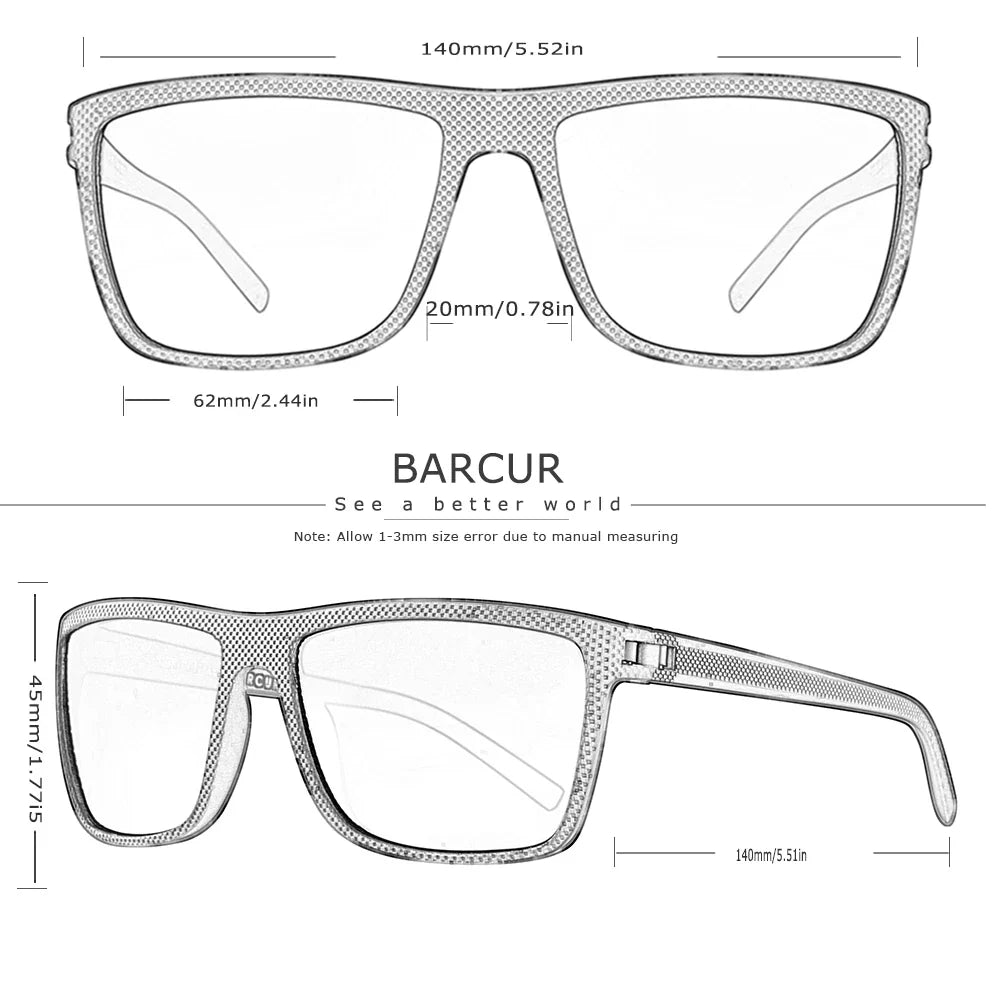 Men’s Polarized Rectangular Sports Sunglasses - UV400 Outdoor