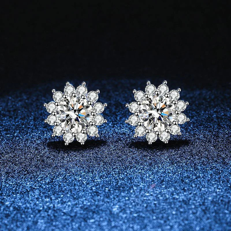 NeeTim 1CT Moissanite Earring For Women Girl 925 Sterling Silver Sparkling Diamond Ear Studs Wedding Engagement Jewelry Gift