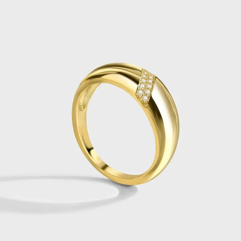 Hot Selling 925 Sterling Silve Gold Colour Ring Fashion Women's Classic Simple Couple's Wedding Ring Engagement Party Jewelry