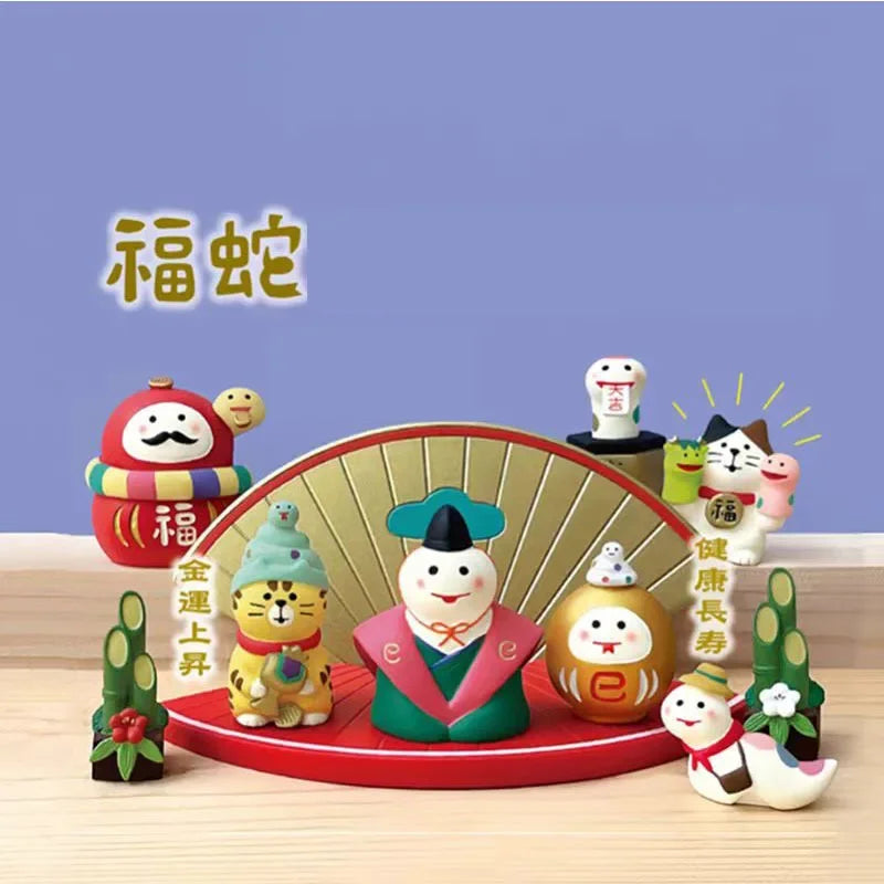 Japanese Style ZAKKA Cat Crafts Small Ornaments for Chinese New Year Snake Year Trend Bonsai Food and Decorative Resin Figurines