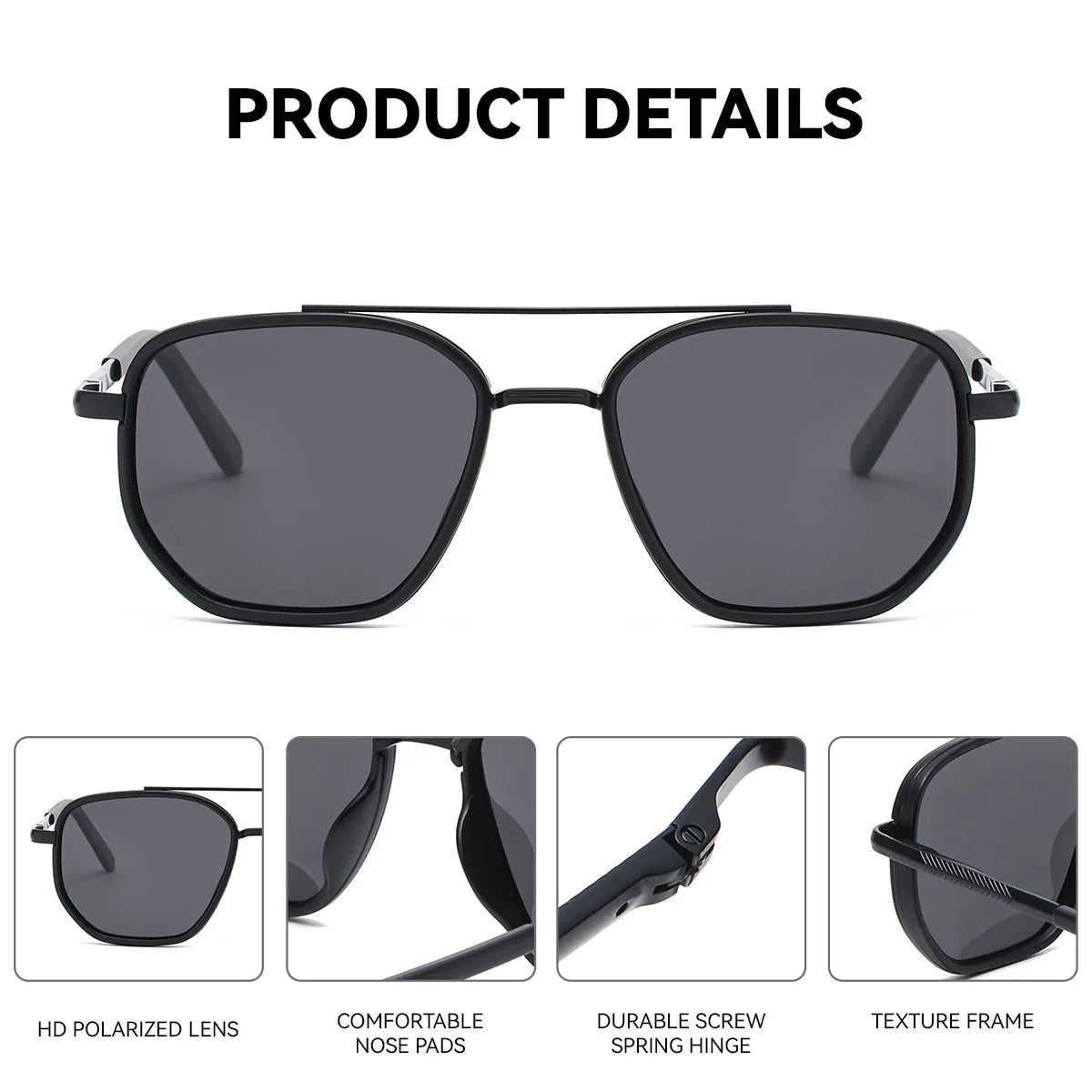 Women's Polygon Polarized Sunglasses Striped Frame UV400 Summer Shades