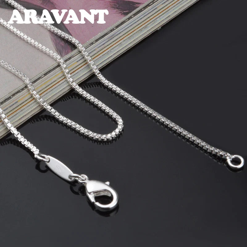 Aravant 925 Silver 2MM Box Chain Necklace Women Wedding Party Jewelry