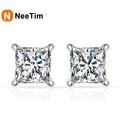 NeeTim 1ct Princess Cut Moissanite Earrings for Women S925 Sterling Silver with Gold Plated Ear Studs Wedding Party Fine Jewelry