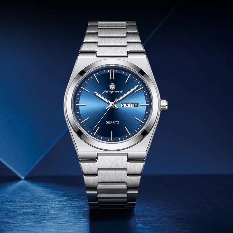 PAAZOMU Luxury Sport Quartz Man Wristwatch Waterproof Luminous Date Week Men Watches Stainless Steel Men's Watch Male Reloj+box