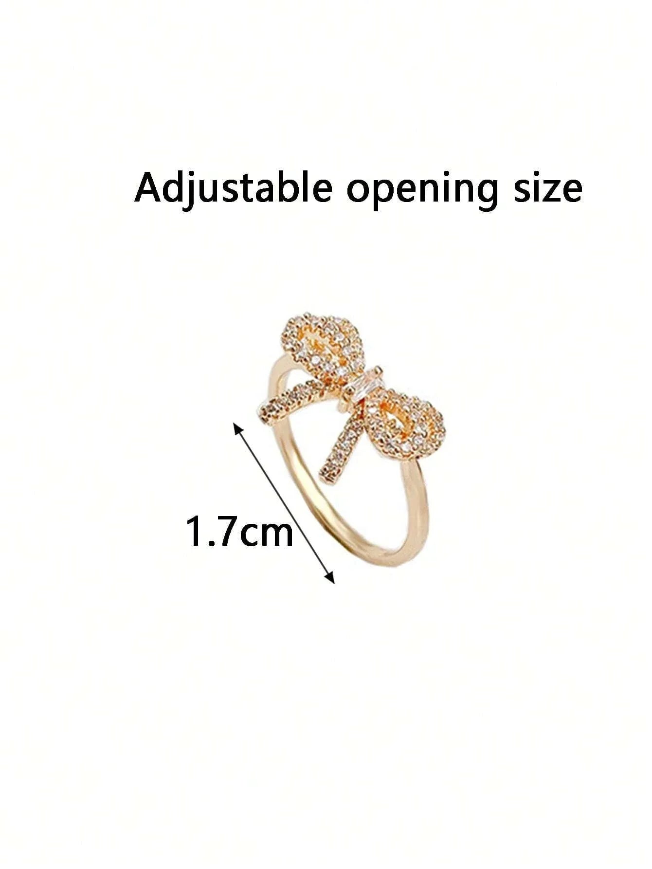Yupsk Korean Fashion Micropaved Crystal Zirconia Bow Ring for Women Girls Exquisite Ins Trendy Minimalist Finger Rings Jewelry