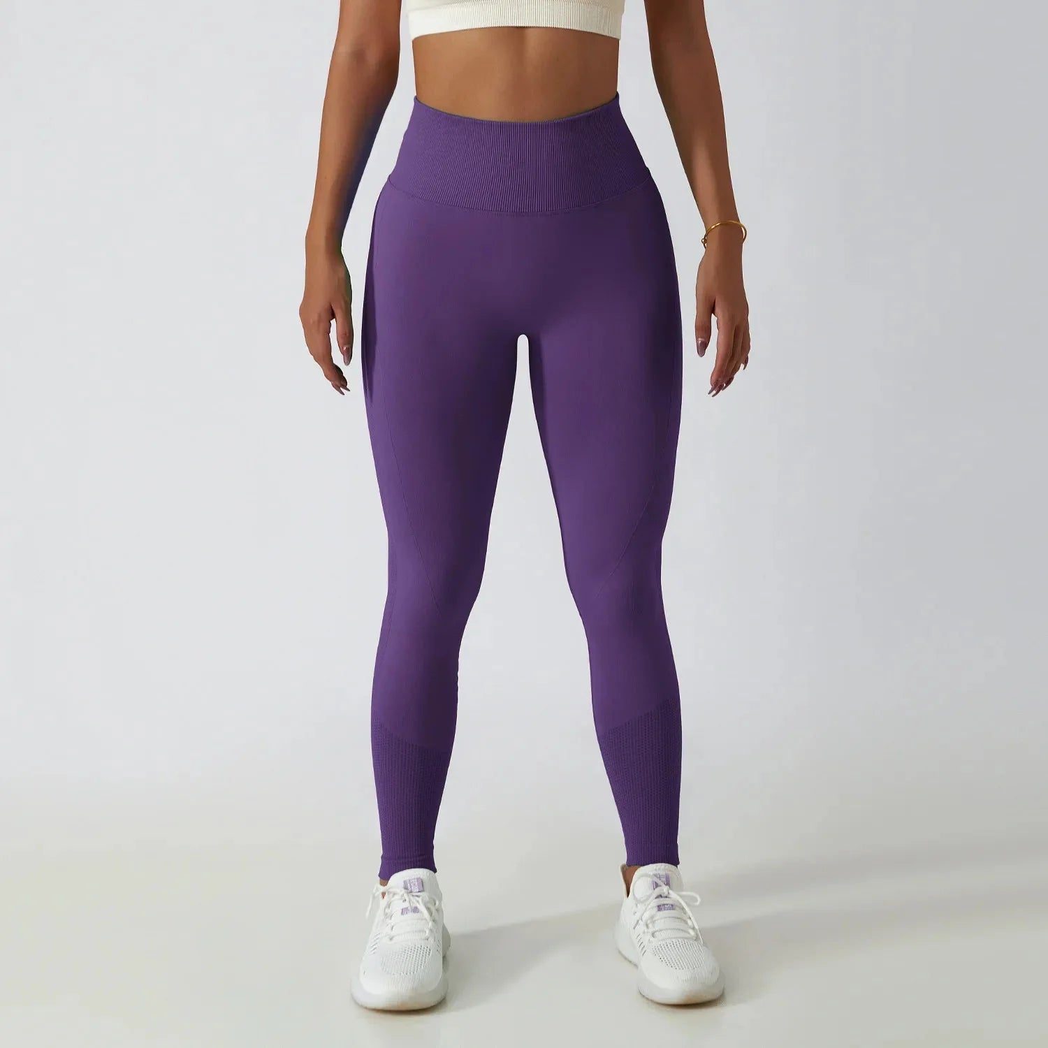 Seamless Ribbed Yoga Leggings with Tummy Control Fit