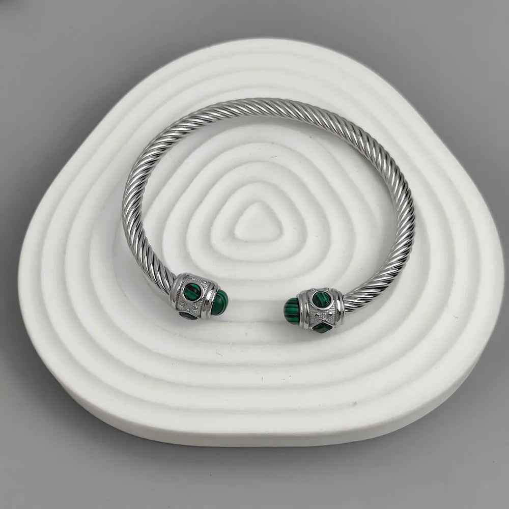Original steel wire twist sapphire stainless steel women's bracelet, waterproof and rust-free, couple bracelet