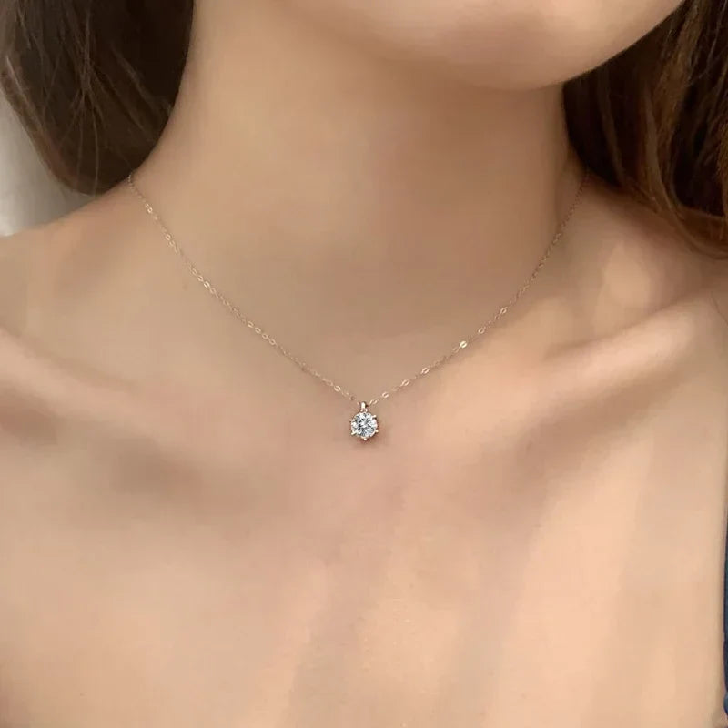 NeeTim 2.0ct VVS1 D Color Moissanite Necklace 925 Soild Sterling Silver Chain with Certificate Fine Jewelry for Woman