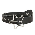 Y2K Punk Star Rivet Black and Red Goth Faux Leather Belts with Silver Star Buckle and Eyelets