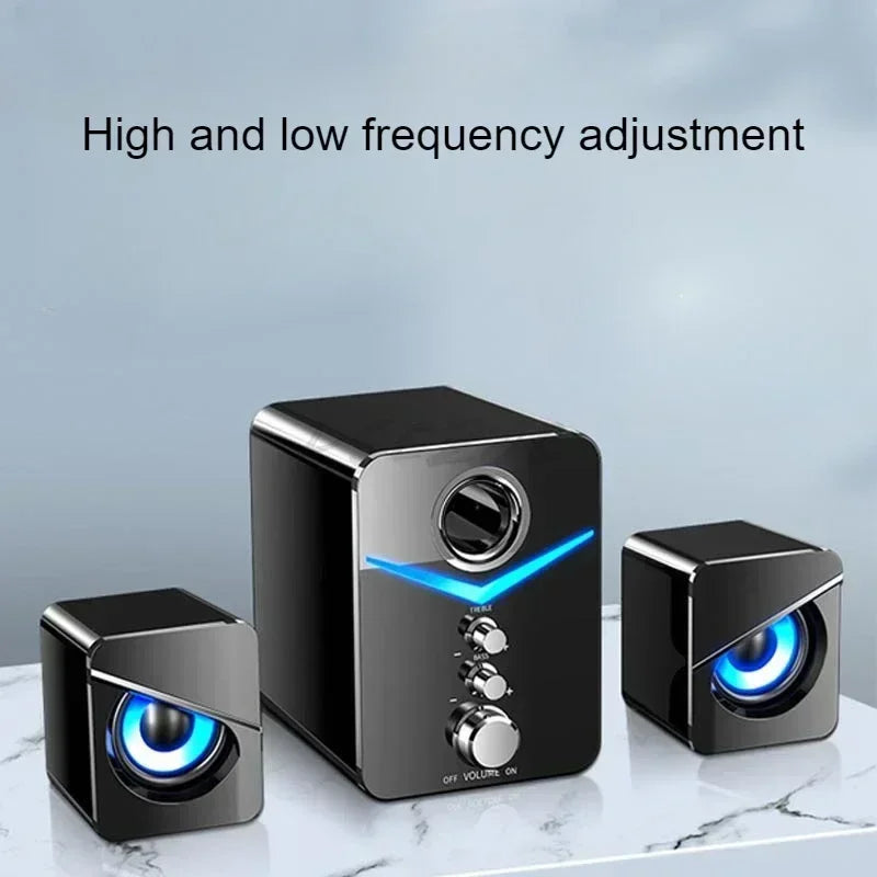 USB Desktop Speakers with Built-In Microphone – Wired Stereo Computer Speakers