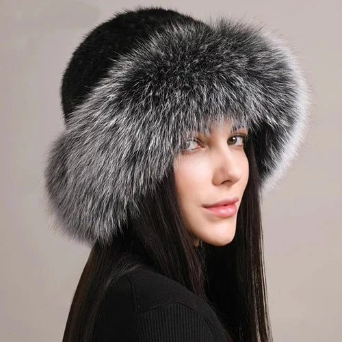 Women’s Luxury Faux Fur Knit Beanie Soft Winter Hat