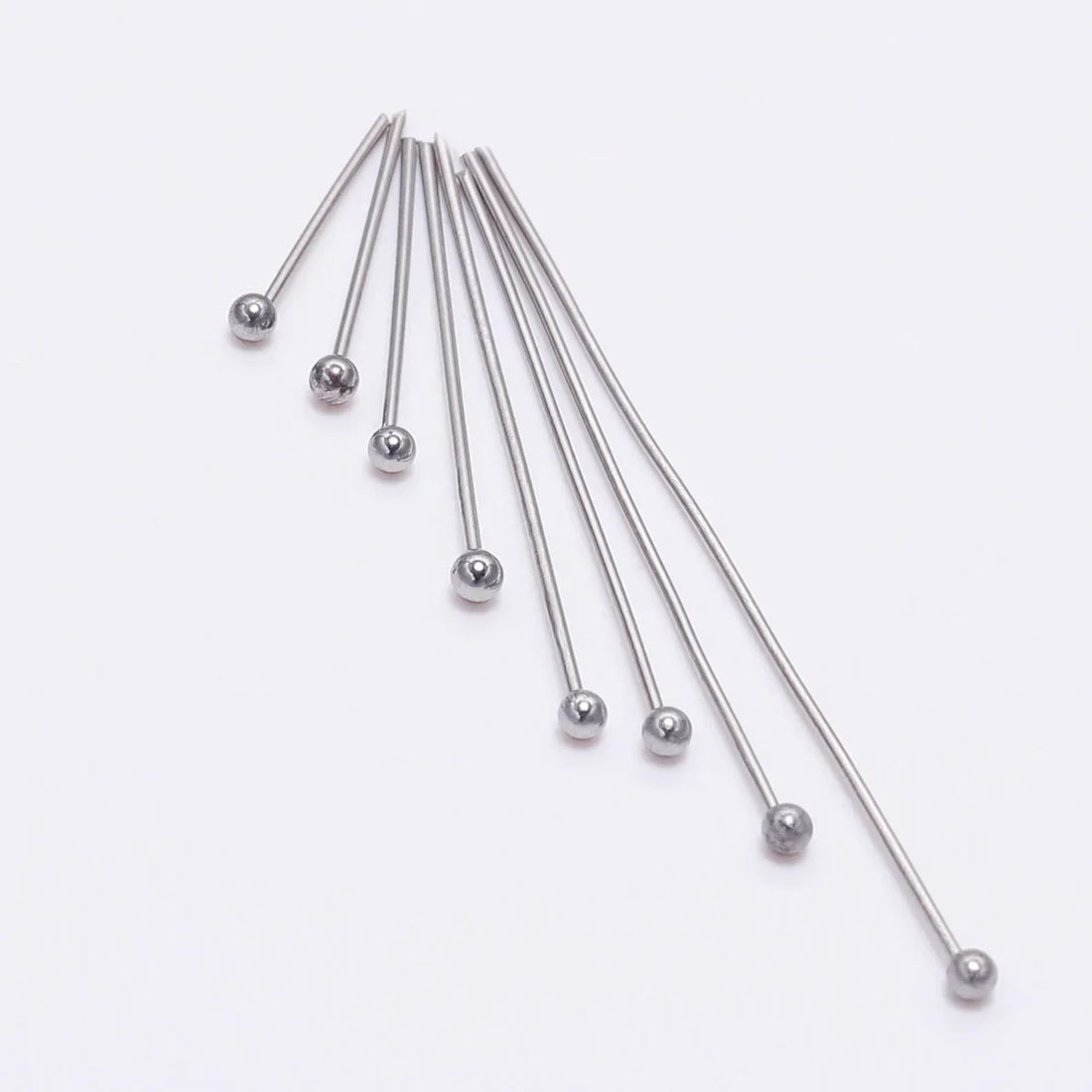 100pcs/Pack Stainless Steel 15-50mm Silver Ball Head Pins For Handmade DIY Jewelry Making Headpin Findings Accessories