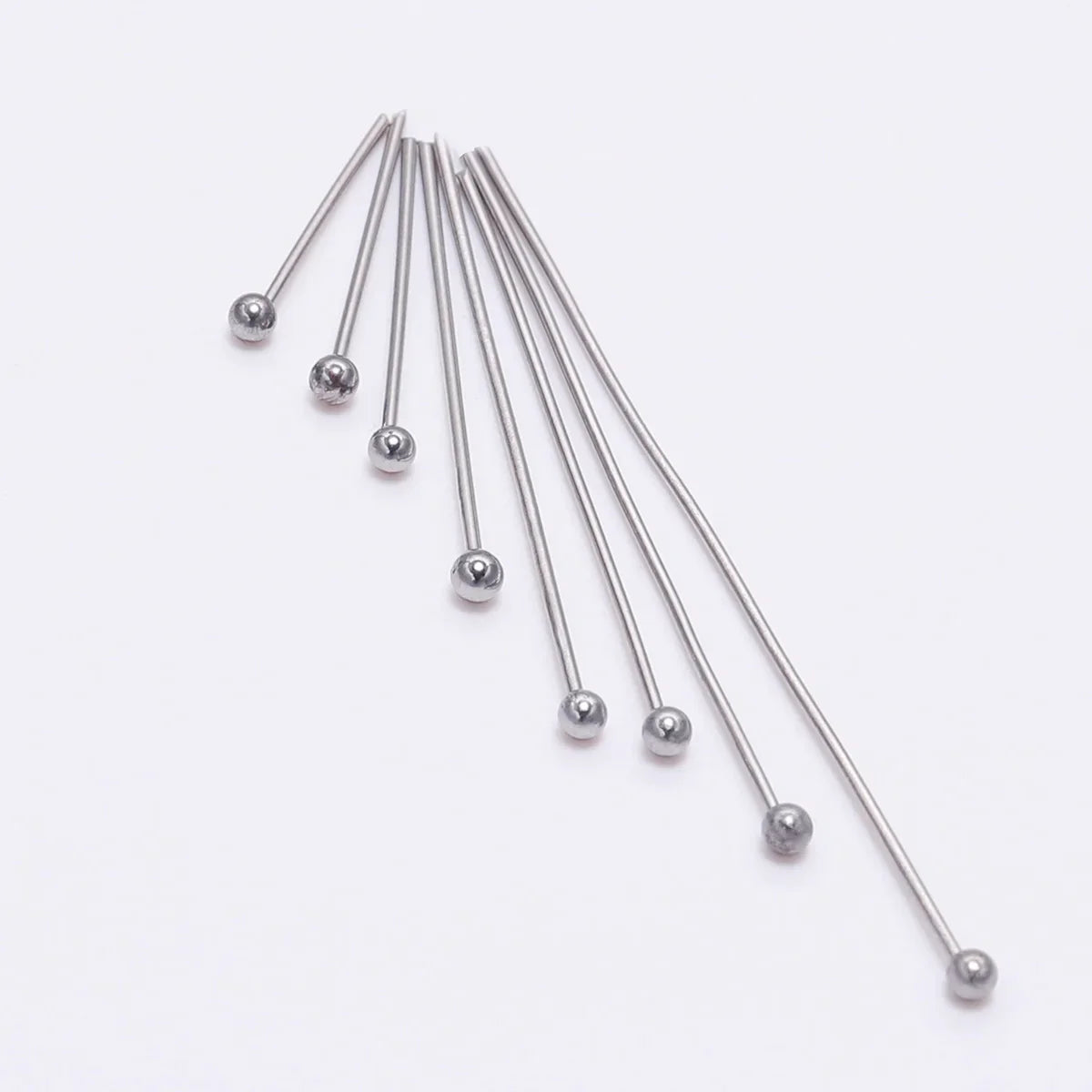 100pcs/Pack Stainless Steel 15-50mm Silver Ball Head Pins For Handmade DIY Jewelry Making Headpin Findings Accessories