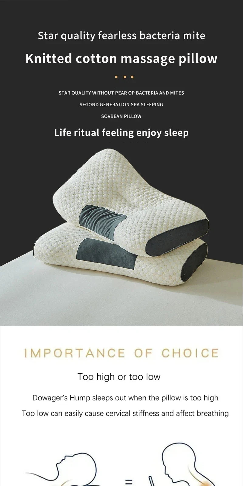 Cervical Neck Pillow, Orthopedic Memory Support Pillow for Sleep