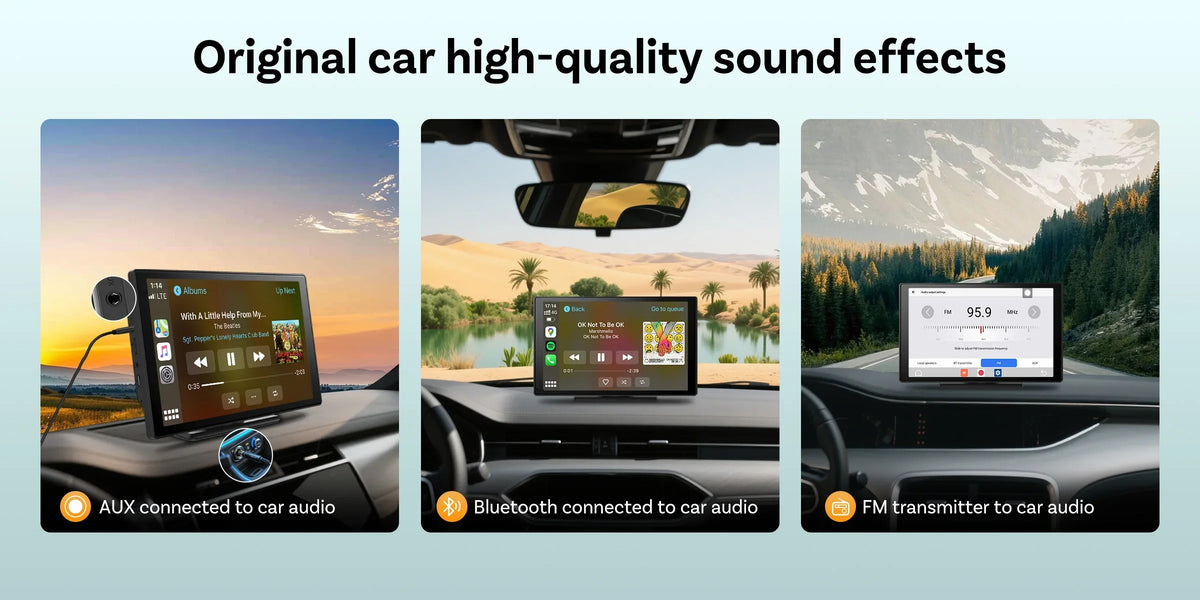 9 Inch Portable Wireless CarPlay Screen, Apple CarPlay and Android Auto Touch Display