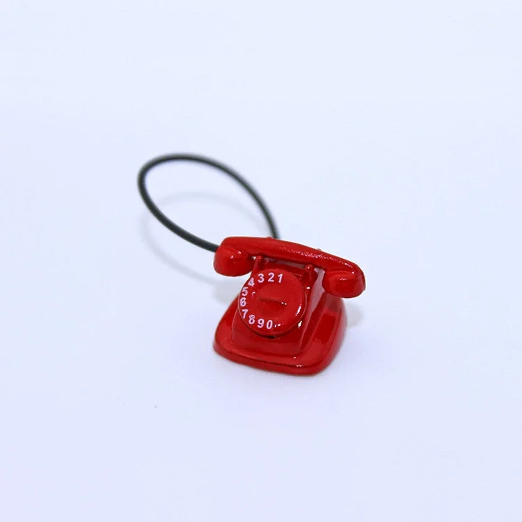 1:12 Home Decor Figurines Alloy Vintage Rotary Telephone Mini Retro Phone Model Miniature Phone Dollhouse Baby House Accessories