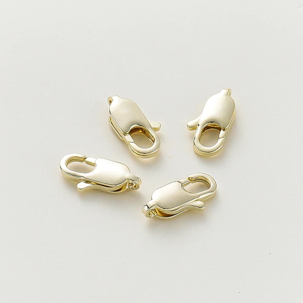 10pcs/lot 14K 18K Gold Plated Lobster Clasps Jump Rings End Chain Connector Hooks For DIY Necklace Bracelet Making Components