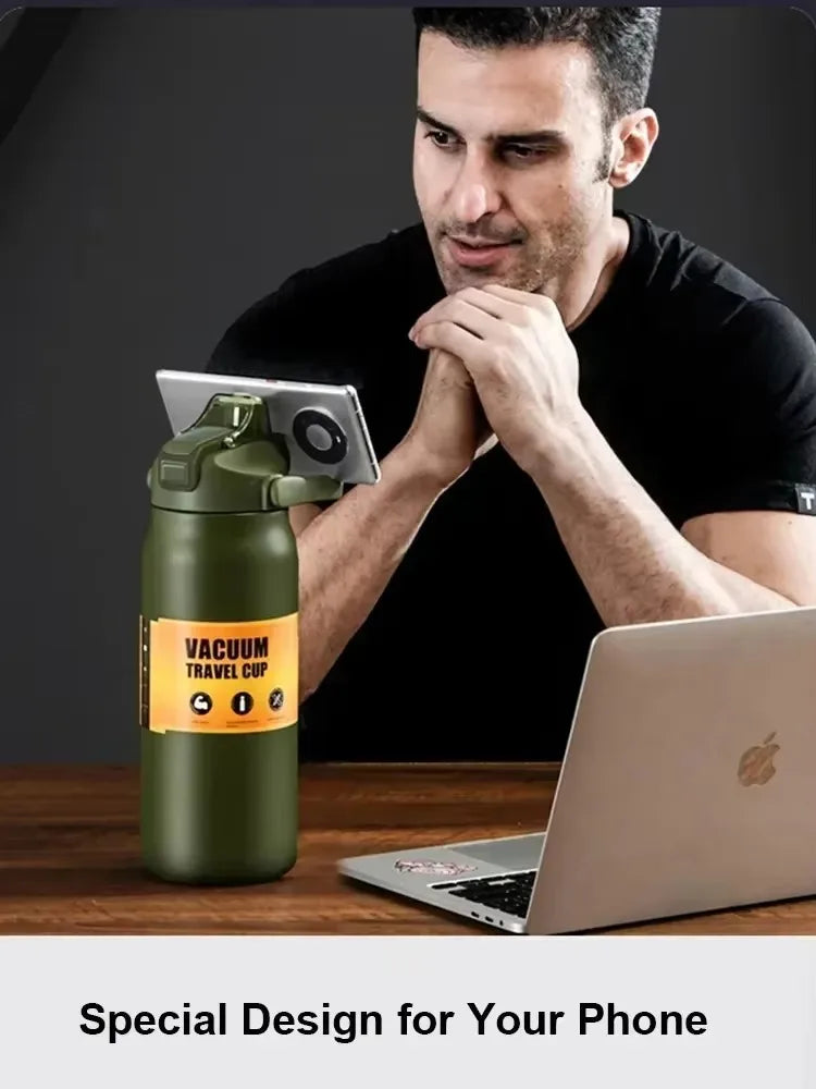 800-1500ML 304 Stainless Steel Thermal Mug Outdoor Thermos Bottle Portable Tumbler Vacuum Flasks Cold&Hot Straw Water Bottle
