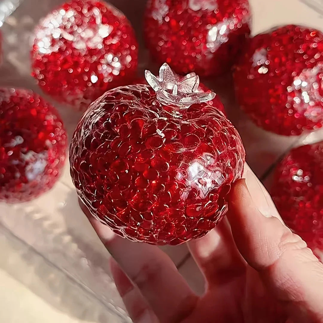 Handcrafted Pomegranate-Shaped Stress Relief Ball Creative Malleable Durable Acrylic Squeeze Toy Fun Novelty Holiday Party Gifts