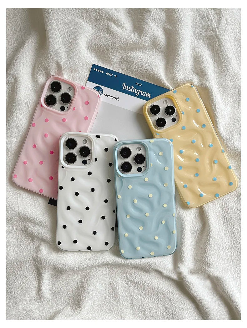 Polka Dot Phone Case – Soft Silicone Shockproof for iPhone 13-16 Series